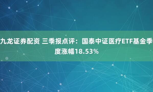 九龙证券配资 三季报点评：国泰中证医疗ETF基金季度涨幅18.53%